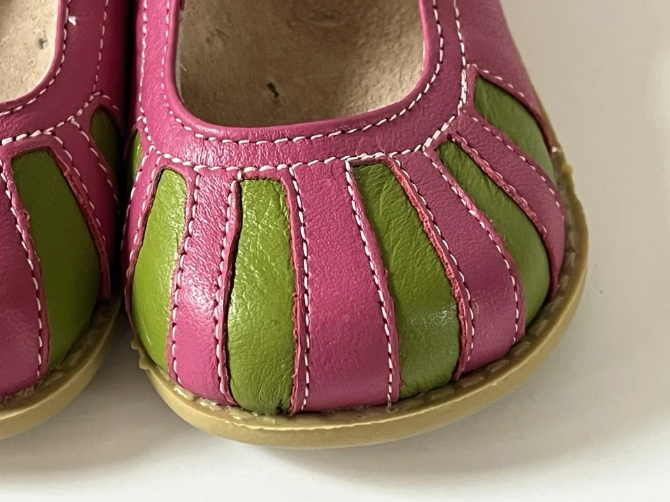 Zapatos planos de ballet Livie & Luca para niñas pequeñas talla 4 rosa verde cuero nubes Foto 4 de 4