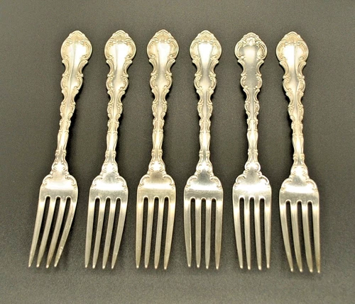 6 Gorham STRASBOURG Sterling Silver Forks - 7" - 290g