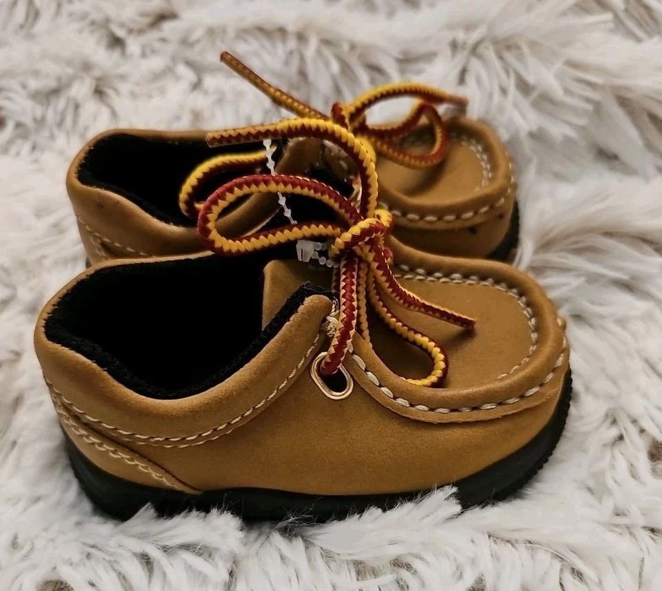 SMART FIT Toddler Boy Size 3 Light Brown Dress Boat Loafer Shoes Comfort Fit - Image 3 of 4