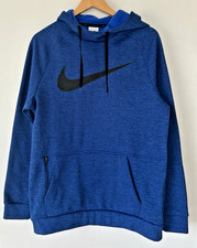 Nike Therma-FIT Hoodie Mens Small Blue Pullover Fleece Sweatshirt Swoosh Logo