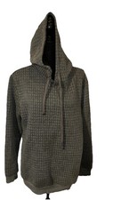 Grey Waffle Knit Long Sleeve Drawstring Medium Hoodie