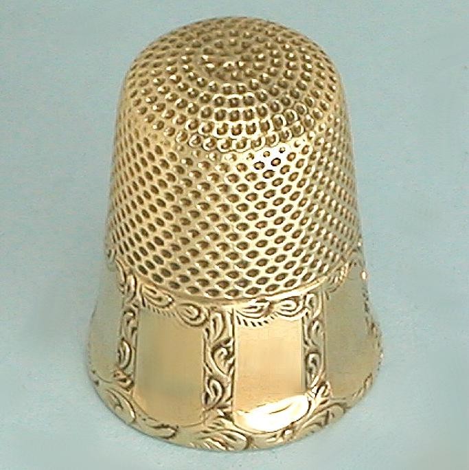 Antique 14 Kt Gold Panel Band Thimble * American * Circa 1890