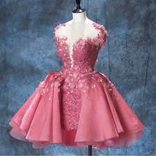 Hot Pink Homecoming Dresses Beaded Short Prom Dress Mini Cocktail Evening Gowns
