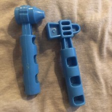 VINTAGE FISHER PRICE MEDICAL KIT DOCTOR REFLEX HAMMER Otoscope Blue Lot Toys