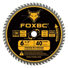 6-1/2 inch Circular Saw Blade Ultra Fine Finish 40-Tooth for Wood Cutting