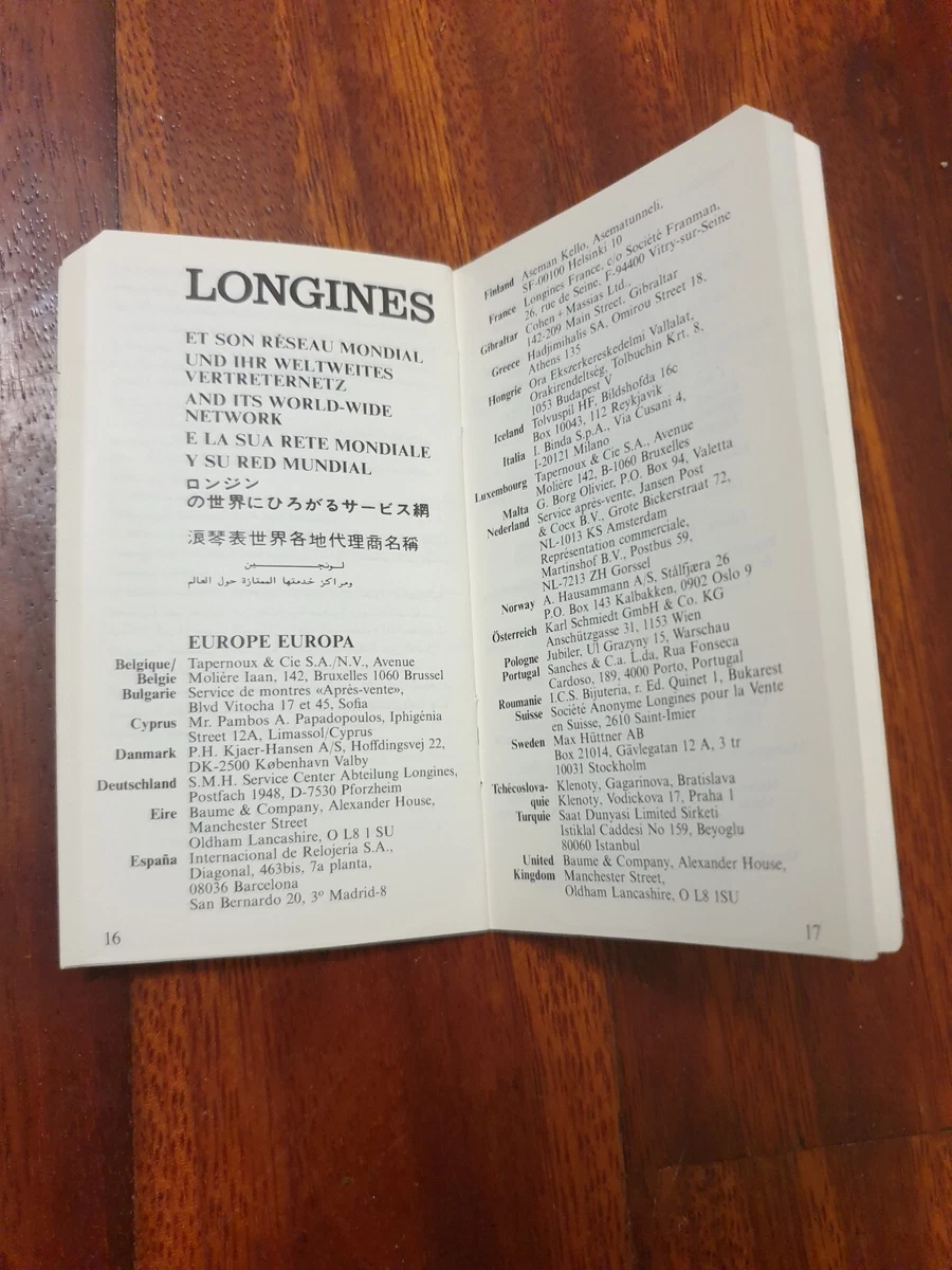 New old stock vintage Longines Warranty & service Booklet, blank unused, no card