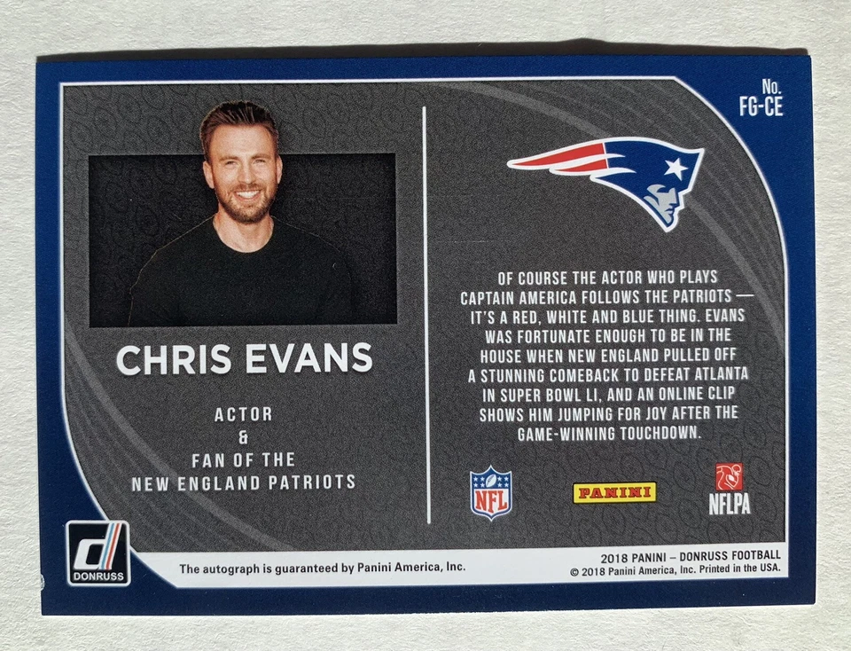 2018 Panini Donruss Fans of the Game Chris Evans Autograph - Image 2 of 2