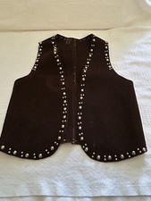 Vintage Western 1950s Children  s Brown Suede Leather Cowboy Vest