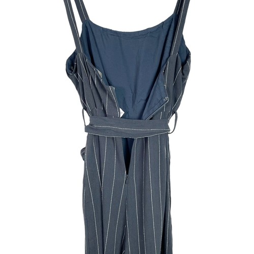Honey Punch Striped Tie Waist Cropped Pant Jumpsuit Ruffle Detail Size Large - Picture 11 of 12