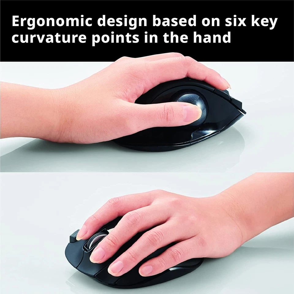 ELECOM Mouse Wireless Trackball 6 Buttons for Left Hand Black M-XT4DRBK - Image 3 of 4