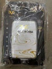 2 V19.69 ITALIA Men's Gold White Aluminum RFID Secured Wallet Card Holder