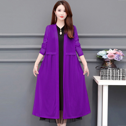 Women Midi Cardigan Coat Jacket Top Long Thin Casual High Waist Summer Fashion - Picture 3 of 19