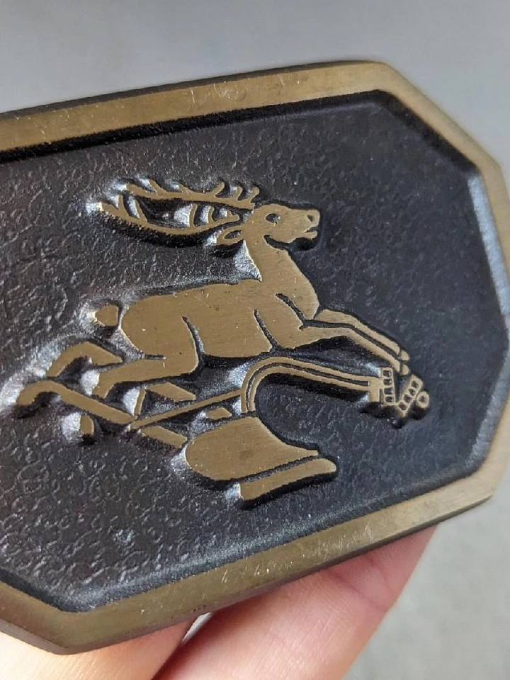 老式 20 世纪 70 年代拖拉机 JOHN DEERE 皮带扣黄铜农业西部牛仔 — 第 4/4 张图片