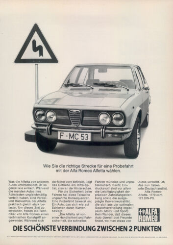 Alfa-Romeo-Alfetta-1974-Reklame-Werbung-vintage print ad-Vintage Publicidad - Bild 1 von 1