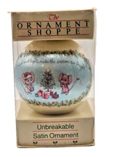 American Greetings Satin Ornament 1982 Mice The Ornament Shoppe NOS