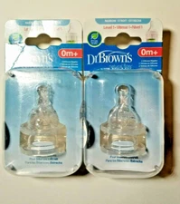 Dr. Brown's Natural Flow Standard Silicone Bottle Nipple Level 1 0m+ 2 Ct - 2 Pk