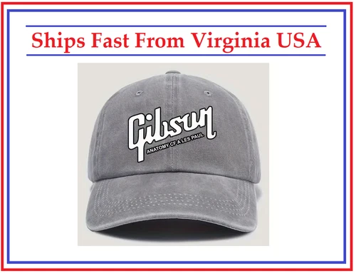 NEW - Vintage Style Gibson Guitar Cap Hat Baseball Gray ROCK ON !!