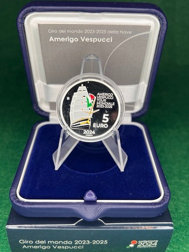 🌍 Moneta 5 Euro Proof Proof 2024 – Amerigo Vespucci Giro del Mondo 2023-2025 ⛵ - Foto 2 di 3