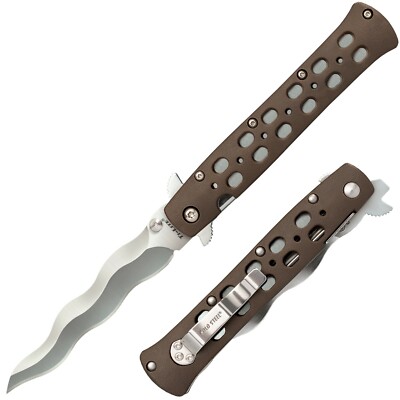 Cold Steel Folding Knife FDE Zytel Handle AUS10-A Kris Blade 26SK4