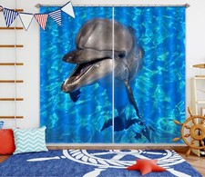 3D Sea Cute Dolphin ZHUA130 Photo Curtain Window Blockout Fabric Amy 2023