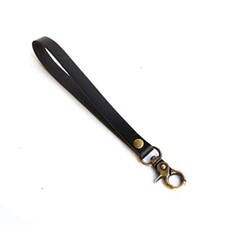 Genuine Leather Keychain Wristlet Key fob Lanyard with High-quality hooks for