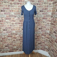 Laura Ashley Midi Dress 10 Blue Check Short S...