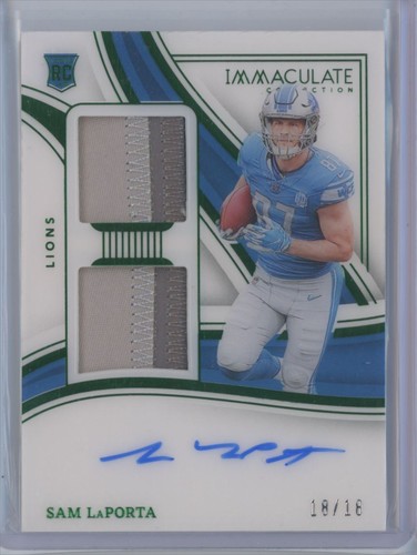 Sam LaPorta #SP-SLA 2023 Panini Immaculate Signature Patch Rookie card