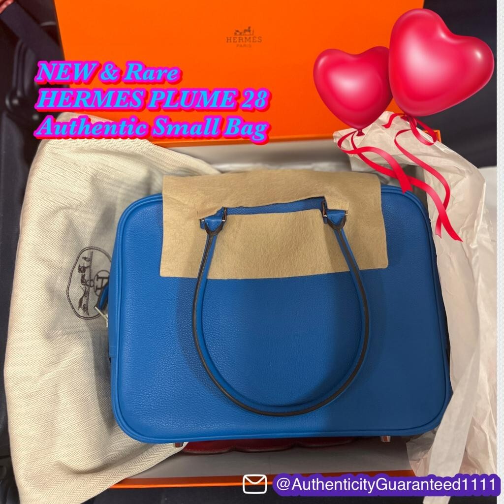 Hermes plume 28 evercolor Blue Hydra palladium retro HandBag small