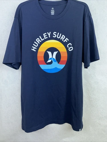 Hurley Men's Crew Neck Short Sleeve Classic Fit Graphic T-Shirt Blue Size L