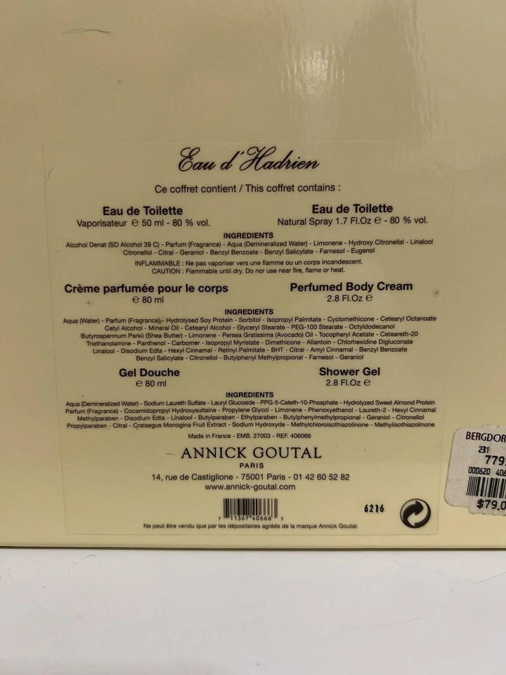 Annick Goutal Eau D'Hadrien Juego de 3 Piezas Eau De Toilette Crema Corporal Gel de Ducha Foto 3 de 4