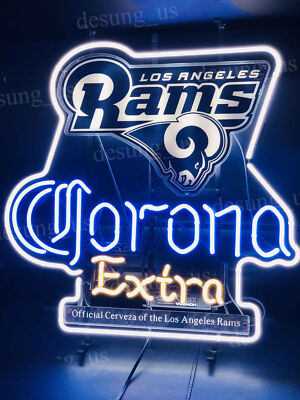 Los Angeles Rams Corona Extra Beer 24'' Neon Sign Lamp Light HD Vivid Printing