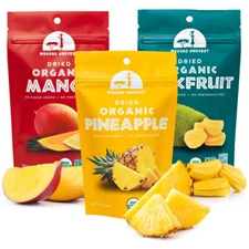 Mavuno Harvest Fair Trade Organic Dried Fruit Variety Pack, Mango, Pineapple, an