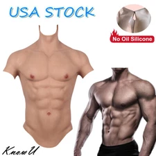 KnowU Muscle Body Suit Breastplate Silicone Male Fake Chest Cosplay Crossdress