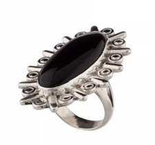NIB: Artisan Crafted Sterling and Onyx Framed Ring - Size 7