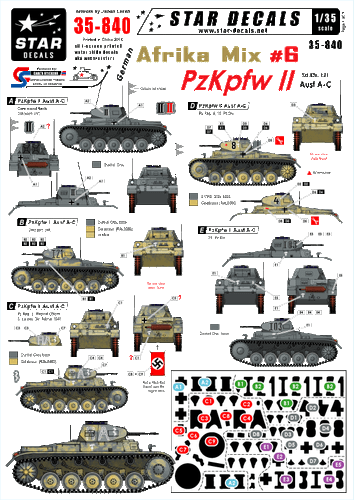 Star Decals 1/35  German Afrika Mix #6 Panzer II Ausf A-C Sd.Kfz.12 35840 x - Picture 1 of 2