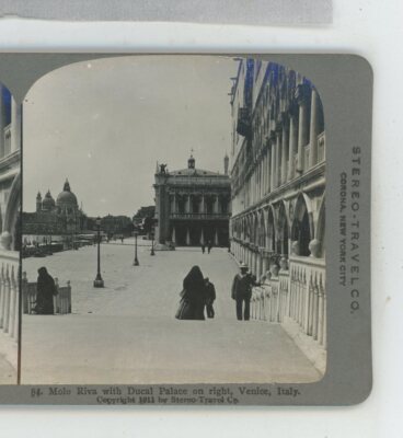 Molo Riva with Ducal Palace on Right Venice Italy Stereo-Travel Stereoview
