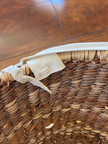 Vintage Lg Apache Burden Basket with Buckskin Handle Fringe and 48 Jingle Cones - Picture 15 of 22