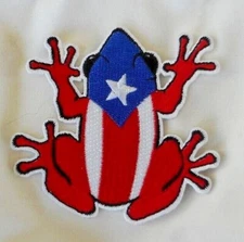 Puerto Rico Coqui Frog Embroidered sew on Patch  Latin Puerto Rican Flag 