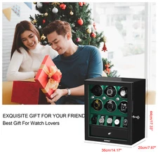 Automatic Rotation 6 Watch Winder + 5 Watches Display Storage Box Case LED Gift