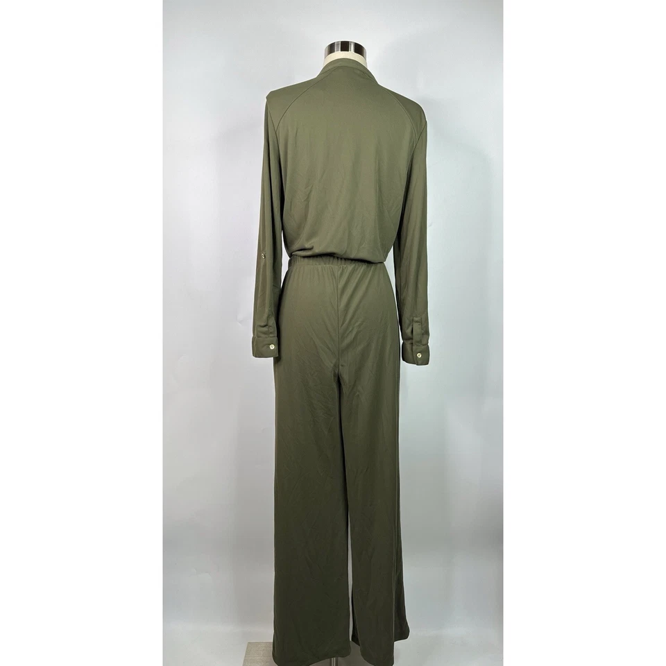 Chico’s Roll Tab Sleeve Collared Jumpsuit Sz M Foto 4 de 4