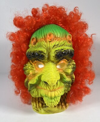 Vintage Fun World Green Scary Monster Halloween Rubber Mask