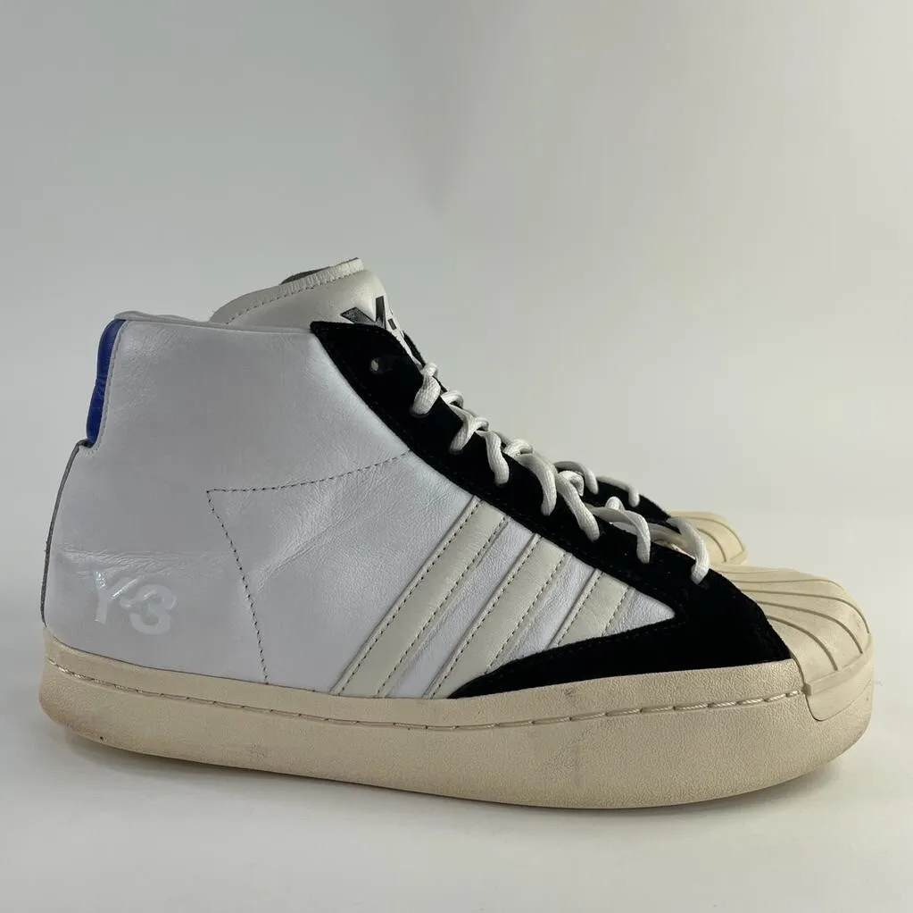 Adidas Y-3 Shoe 7 White Black Men Yohji Yamamoto Pro Leather High Used  FX0898