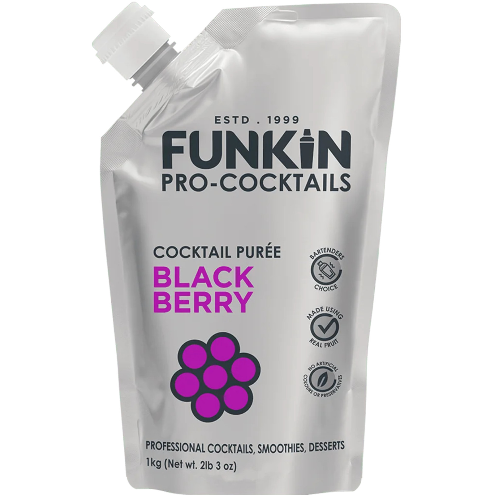 Funkin Purees Blackberry Cocktail Mocktails Mixer Silky-Smooth Rich Natural 1kg