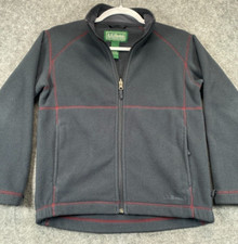 LL Bean Kids Fleece Jacket Boys Size Medium 10 Gray Fleece Jacket Full Zip Coat