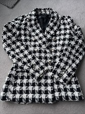 Blazer Zara nero/ecru a quadri taglia XS coprispalle rimosse doppiopetto