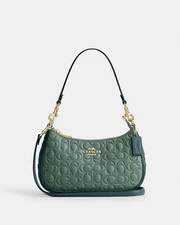 Coach Teri Signature Blocked Leather Shoulder Bag Sage Green NWT $398