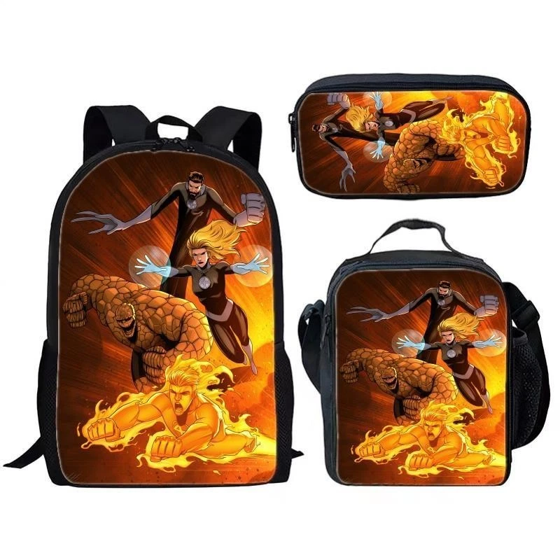 The Fantastic Four School Backpack Insulated Lunch Bag Rucksack Pencil Case Gift
