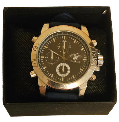 Beverly Hills Polo Club 54920 Men s Sport Watch Black Dial Silicone Band
