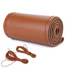 Genuine Leather Steering Wheel Cover 15in 38cm Anti Slip Diy Sewing Wrap Genuine Leather Steering Wheel Cover 15in 38cm Anti Slip Diy Sewing Wrap