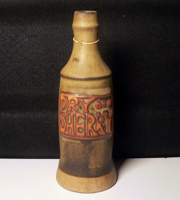 Vintage Tremar Pottery Dry Sherry Bottle 1970's Vintage Cornish Studio Pottery